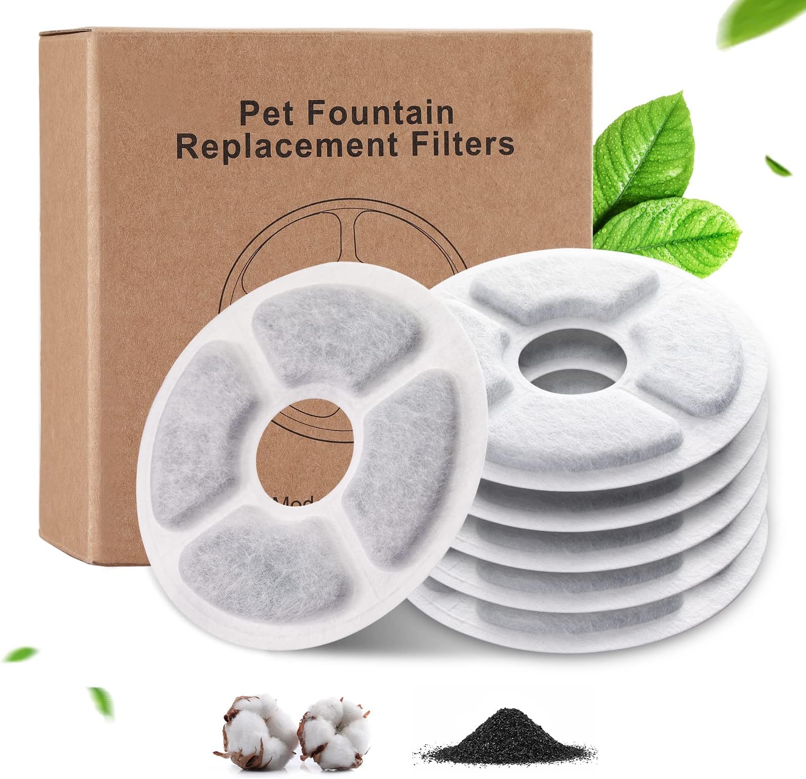 Cat Water Fountain Filters, 6 PCS Pet Fountain Replacement Filters, Cat Fountain Filter, Filter for Drinking Cat, Water Fountain Filters, Replacement Pet Filter Cartridges for Dogs Cat