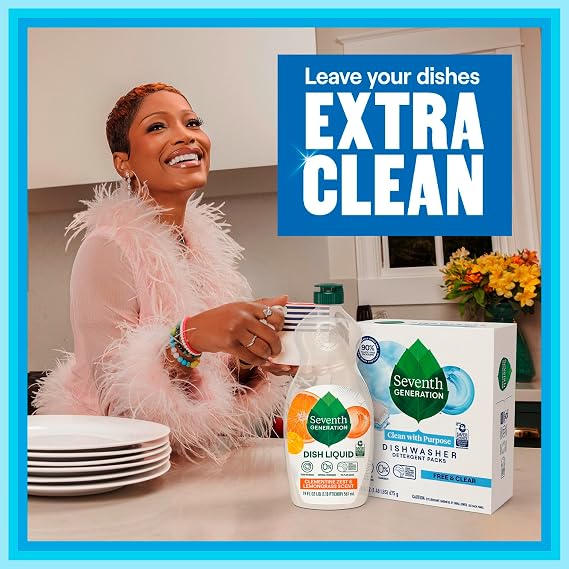 Dishwasher Detergent Packs, Free & Clear, 45 Packs, 23.8 oz (675 g), Seventh Generation