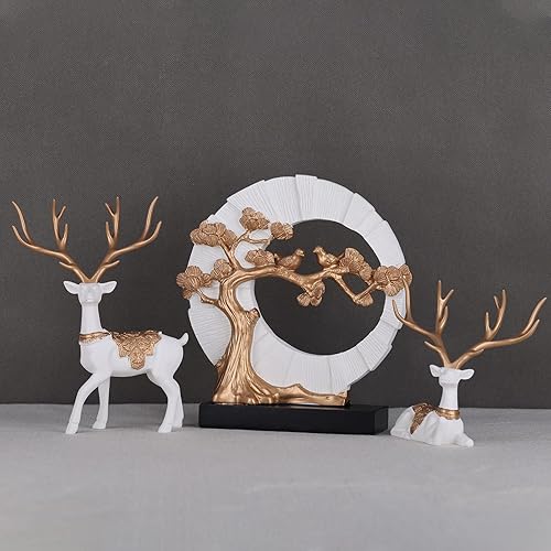 Miniatura 3 de DOVDOV Juego de 2 figuras de ciervo de Navidad, ciervos de Navidad decorativos blancos, pequeños renos navideños para el hogar, interiores, oficina,