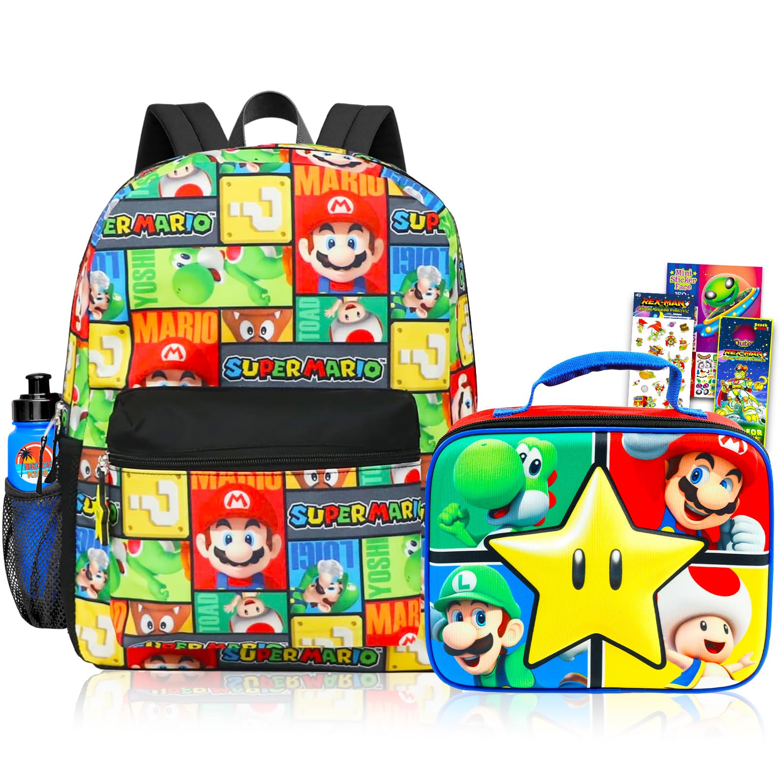 Super Mario Backpack and Lunch Box Set for Kids - Package with