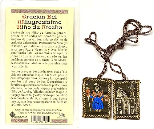 Miniatura 2 de Santo Nino de Atocha Escapulario Cafe Tarjeta de Oración Español Set de Regalo Religioso Regalo Tarjeta de Oración Sagrada