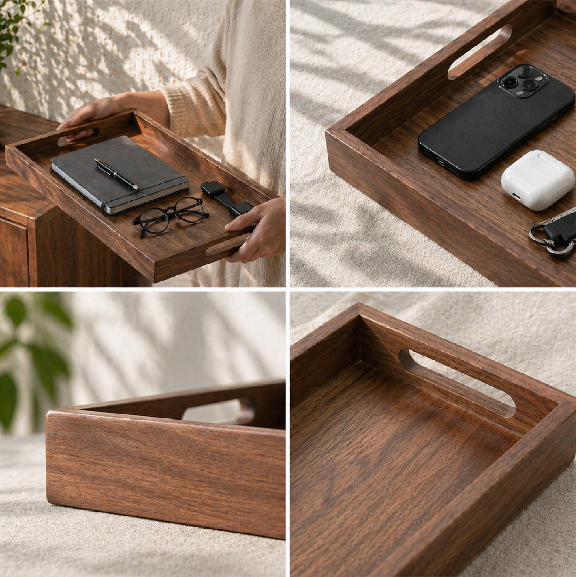 Amazon｜お盆 トレー 44×30｜デスク整理・小物置きにちょうどいい 木製