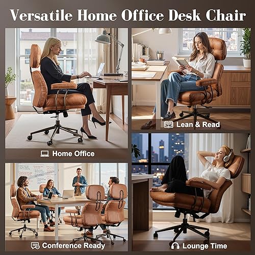 Miniatura 7 de Silla ergonómica de escritorio de oficina en casa, silla giratoria de 360 con inclinación y altura ajustable con cojín grueso y reposabrazos