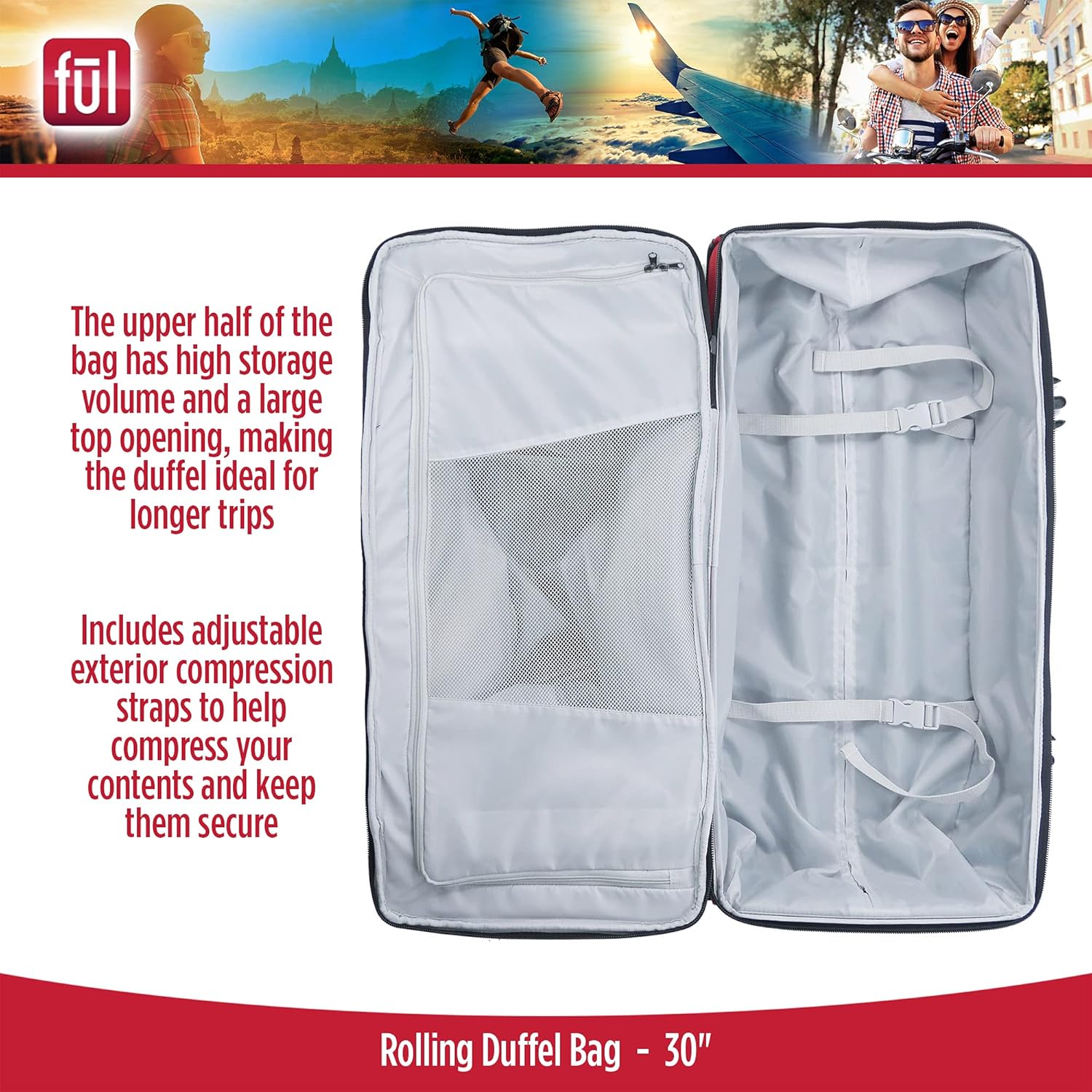 FUL Rig 30 Inch Rolling Duffel Bag, Travel Luggage Botswana Ubuy