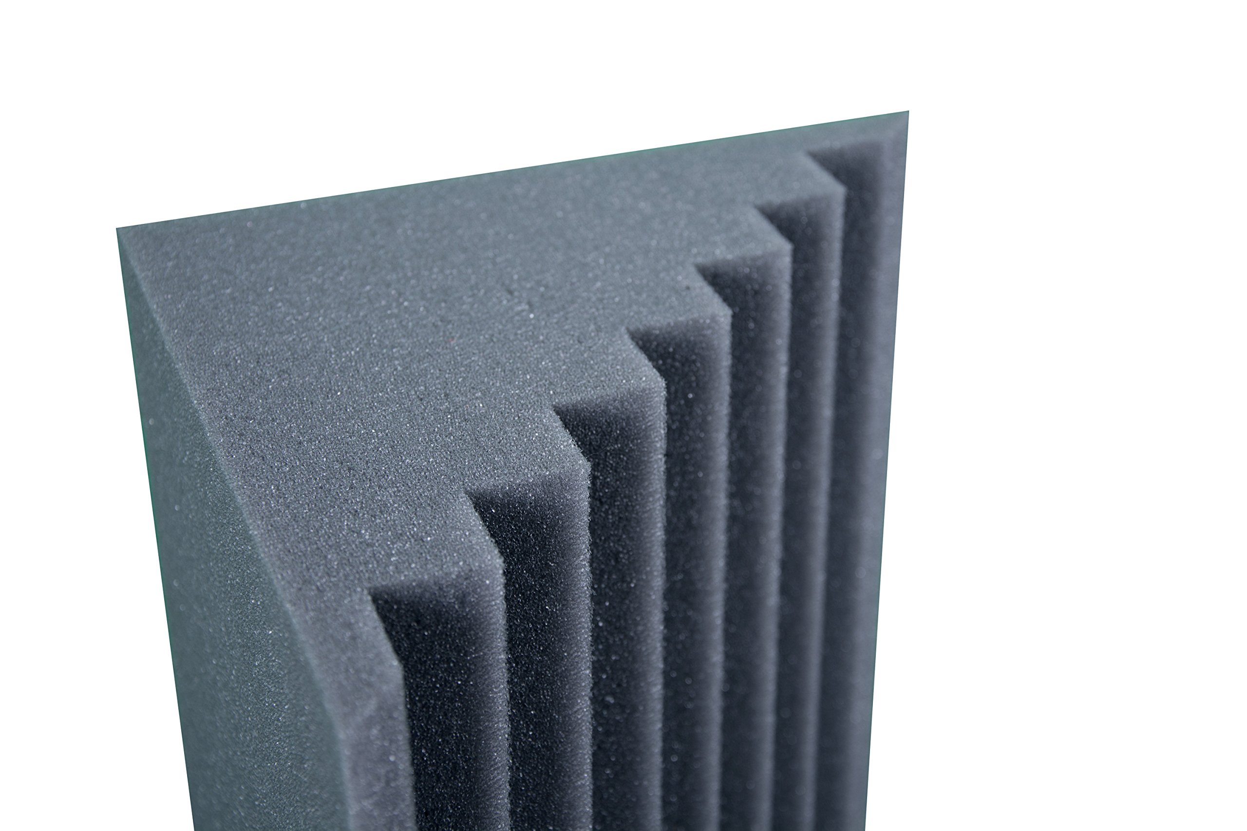 Keyhelm - Bass Traps Pannello Fonoassorbente Angolare Nero in Poliuretano 100% | Pannello Scanalato per Correzione Acustica, Densità 25 kg/m³, 25x25x100 cm, Pacco da 2 Unità | Made in Italy