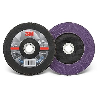 3M Flap Disc 769F, Type 29, 80+, 7 in x 7/8 in, High Performance Abrasive, Ceramic Precision-Shaped Grain Grinding and Finishing Disc, Carbon Steel, Stainless Steel