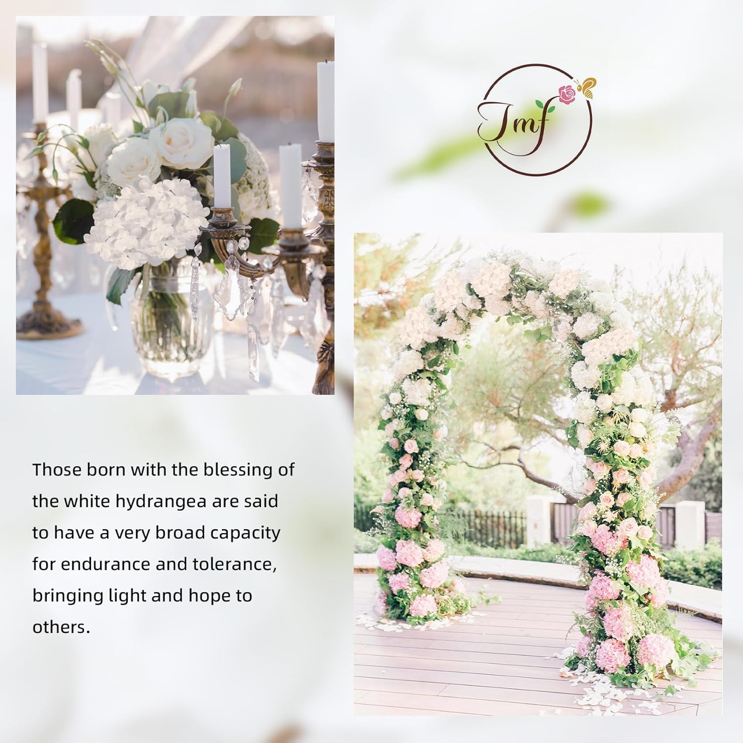 40pcs Artificial Flowers Fake Hydrangea Flowers Heads Full Faux Silk Flowers with Stems for Wedding Home Party Kitchen Indoor Baby Shower Decoration(White) - Image 6