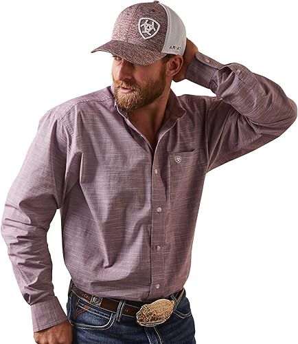ARIAT Camisa para hombre Solid Slub Classic Fit Morado L, Club de vinos