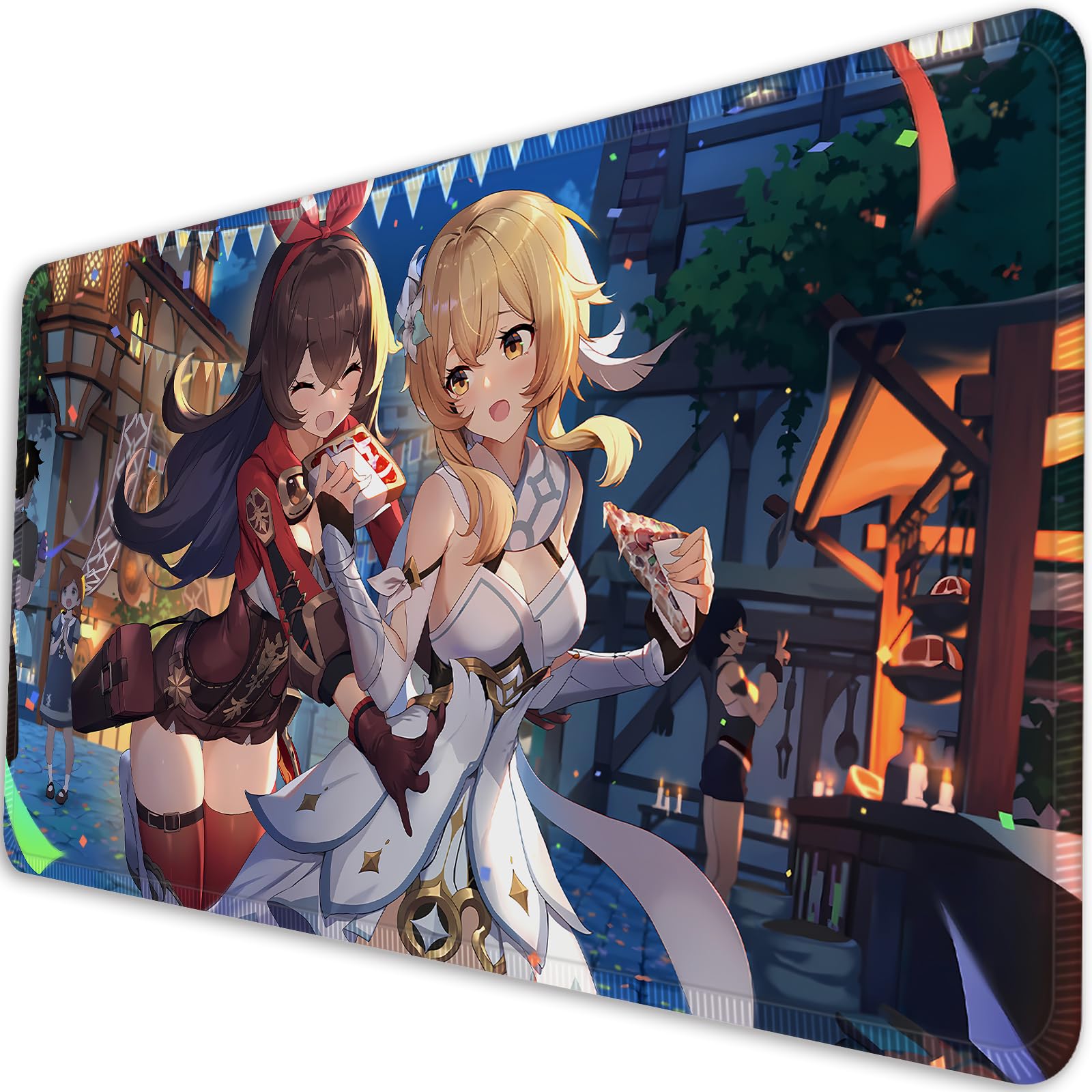 Gaming Mouse Pad Anime Mouse Pad Genshin Impact Lumine Amber Yanfei 80x30x0.2cm Large Extra Thick Non-Slip Rubber Base AB14