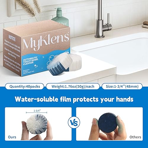 Miniatura 7 de MyKlens Tabletas limpiadoras de inodoro, limpiador automático de tanque de inodoro para desodorizar y descalcificar, de larga duración con