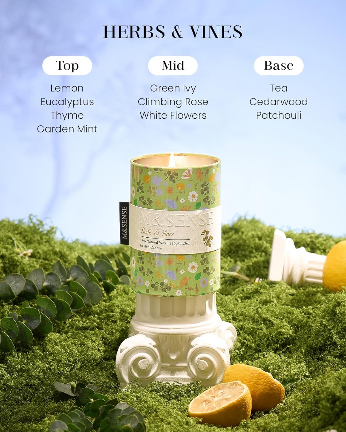 M&SENSE Spring Pear Rose Scented Candle, Medium Jar Candle 11.3oz Natural Soy Wax for Home Scented, Floral Candles Gift for Spring Holiday, Up to 60 Hours Burning Long-Lasting Fragrance