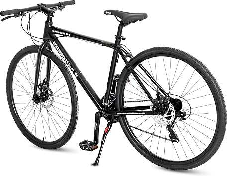 5Seconds Paramount 100 Hybrid Bike - 21 Speed Adult Bicycle for Men & Women, Lightweight Aluminum Frame, Dual Disc Brakes, 700C All-Terrain Tires, Trigger Shifters.