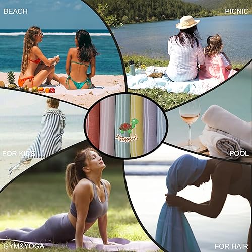 Miniatura 3 de Park & Oz Turkish Peshtemal - Toallas de playa de gran tamaño, 39 x 71 pulgadas, ligeras, de secado rápido, ideales para viajes, yoga, piscina, spa