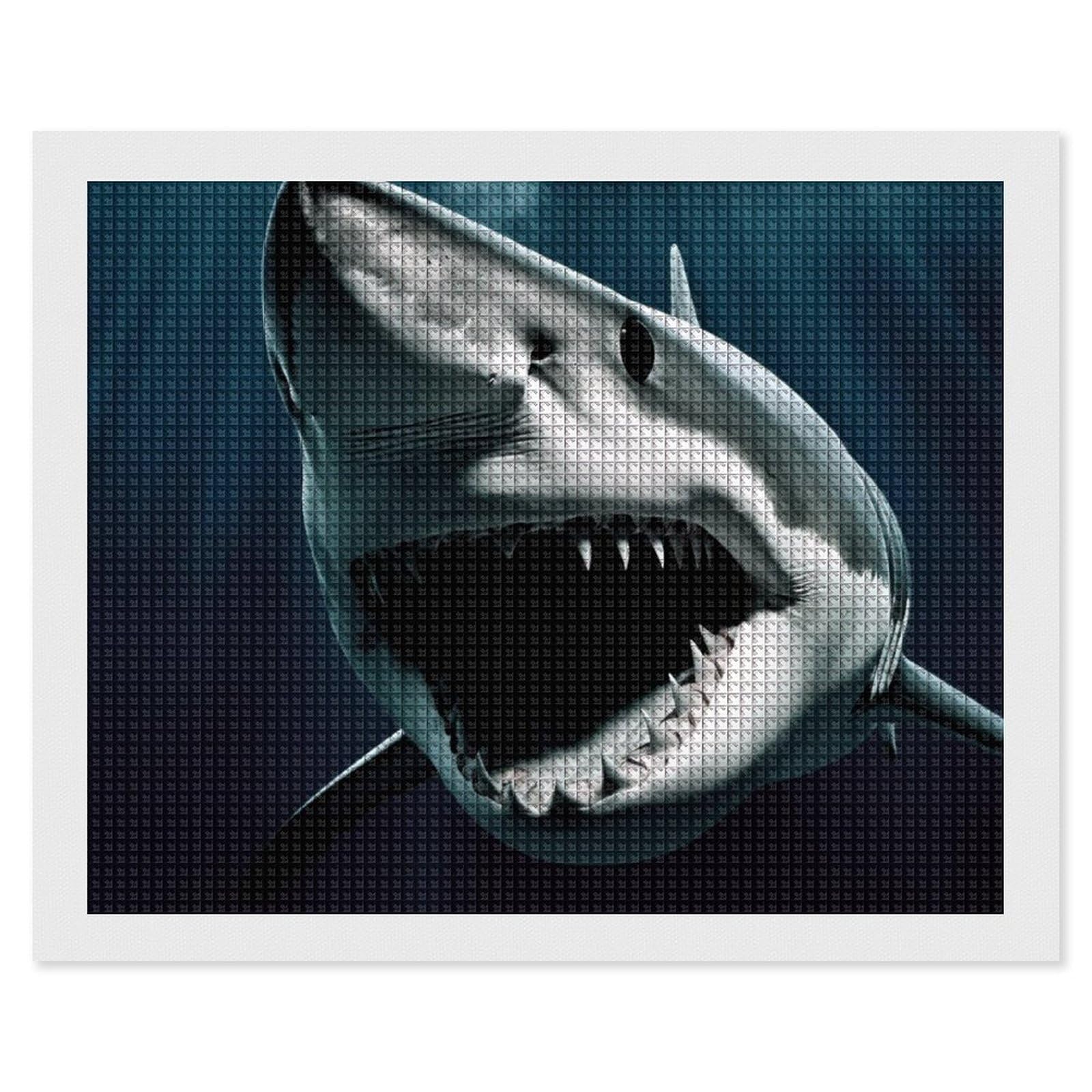 Shark Diamond Art Kits for Adults, DIY 5D Diamonds Painting Kits for Beginner, Round Full Drill Diamond Dots Painting, 16"x20" Diamonds Pictures Gem Art and Crafts Wall Decor