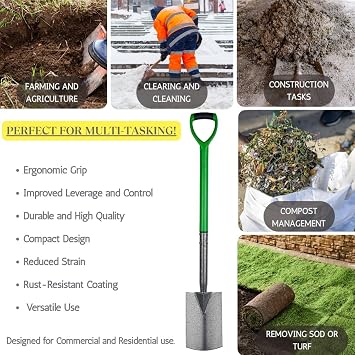 Heavy Duty Garden Digging Spade - Garden Tools Outdoor digging Gardening Accessories, Hand Spade With Durable Plastic D-Handle, Gardening Tools