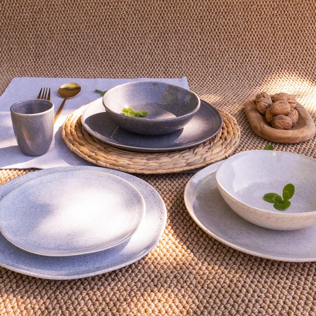 Ard'time - Set mit 6 grauen Schalen, Müslischalen, Suppenschalen aus Keramik, einfarbig, elegantes und robustes Geschirr, spülmaschinen- und mikrowellengeeignet, Kollektion ZAO
