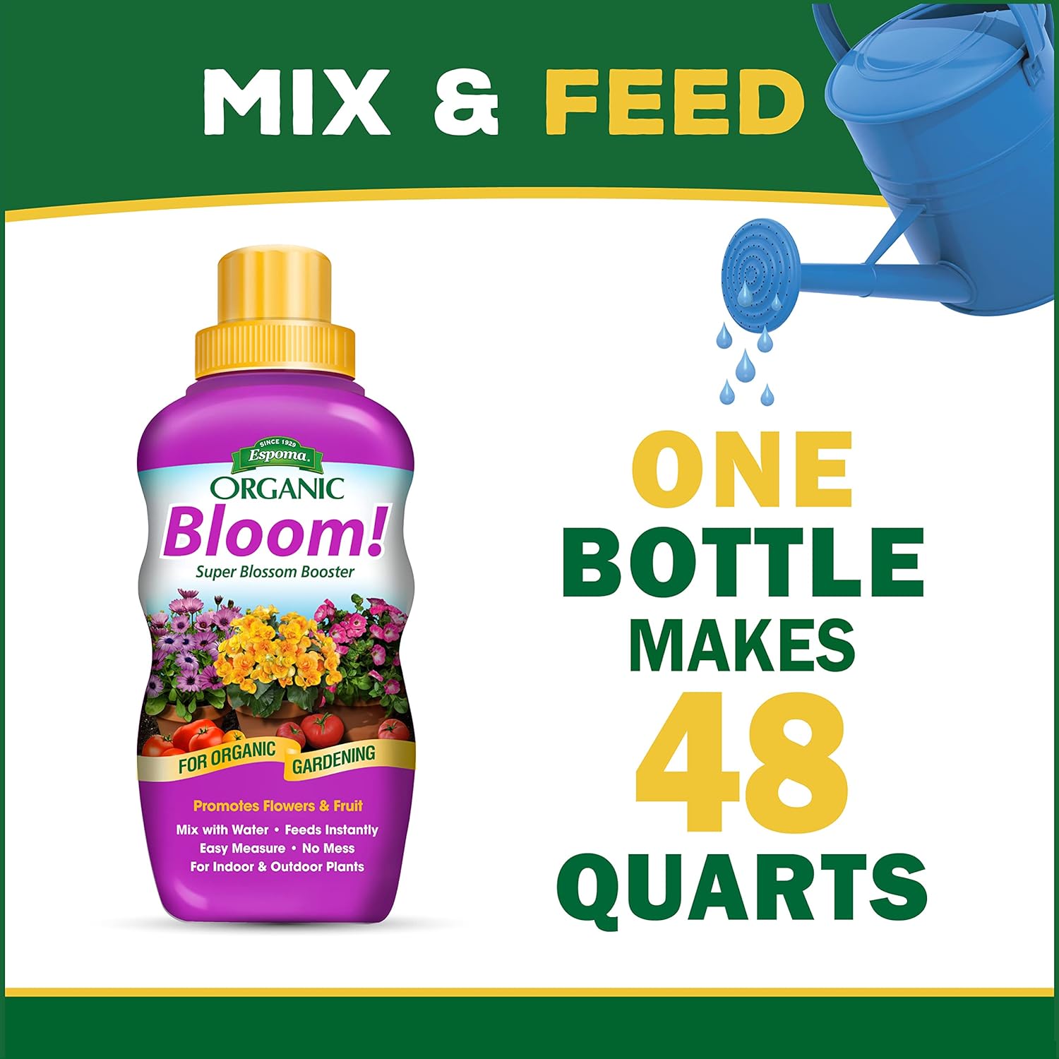 Espoma Organic Bloom! 16-Ounce Concentrated Plant Food – Plant Fertilizer and Bloom Booster for All Flowering Plants. Promotes Vigorous Growth and Blooming - Pack of 2