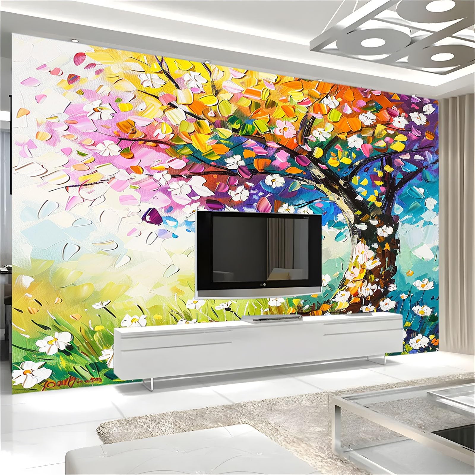 Papier Peint Intissé Tapisserie Murales Panoramique 3D Vert Plantes