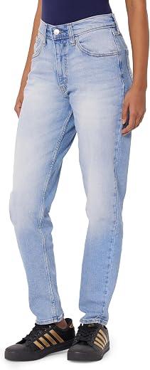 Women's Mid Rise Relaxed Tapered Fit Blue Jeans