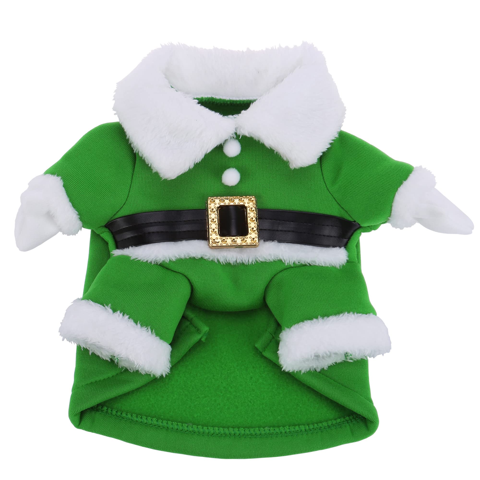 Yoption Christmas Elf Dog Cat Costume with Hat, Funny Pet Christmas Cosplay Winter Warm Coat Clothes Outfit Apparel (L)