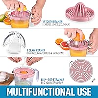 Vista 5 de Zulay Kitchen 3 en 1 exprimidor manual de cítricos - Exprimidor de limón multifunción de 17 onzas, exprimidor de naranja y extractor de cítricos