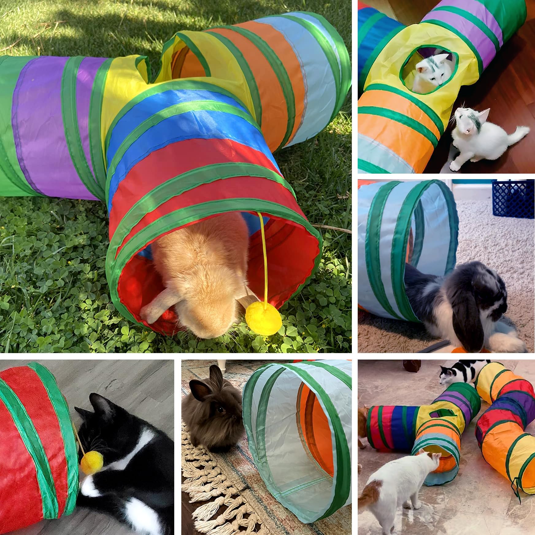 Rabbit Tunnel, Rabbit Toys, Cat Tubes And Tunnels Kit, Hanging Tunnel for Small Animals Collapsible Tee Tunnel Toy Tube - Image 2