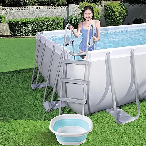 Miniatura 2 de Bañera de pies portátil para piscina, plegable, lavabo de pies para piscina, accesorios para piscinas sobre el suelo (baños azules)