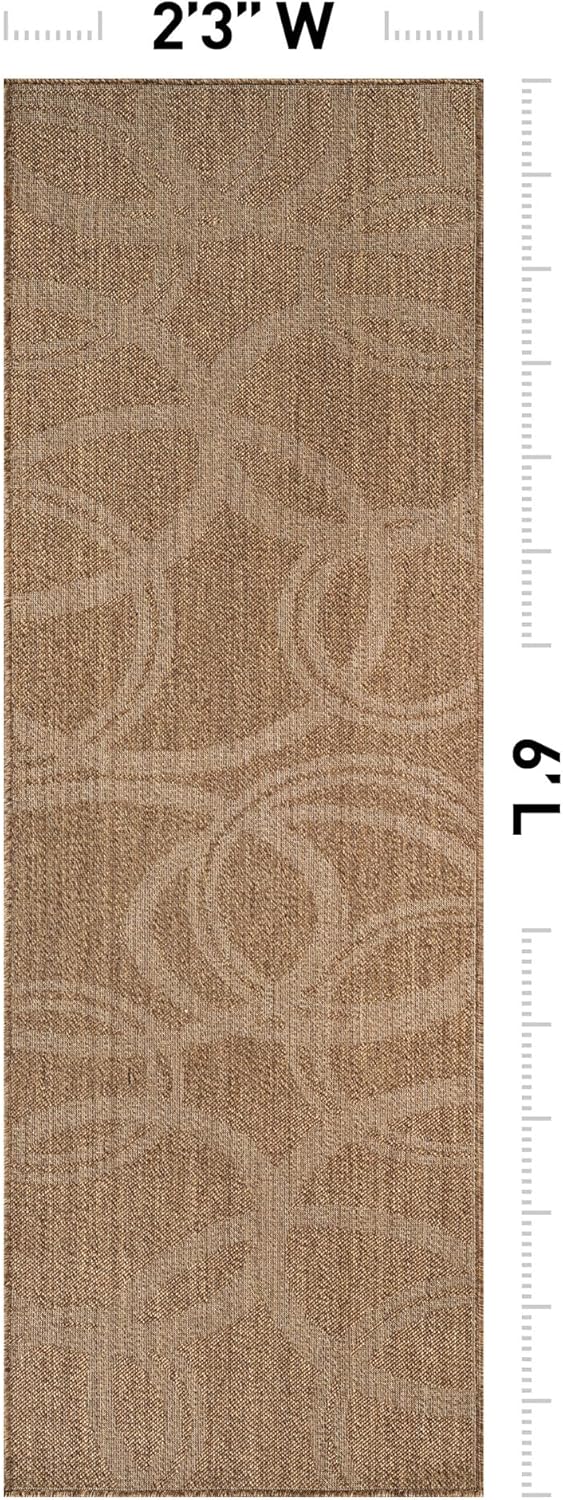 Rugshop Abstract Indoor Outdoor Flat Woven Runner Rug,Natural Jute-Style,Easy-Care Patio Rug for Backyard Porch Deck Balcony, 2'3" x 6' Sand/Natural