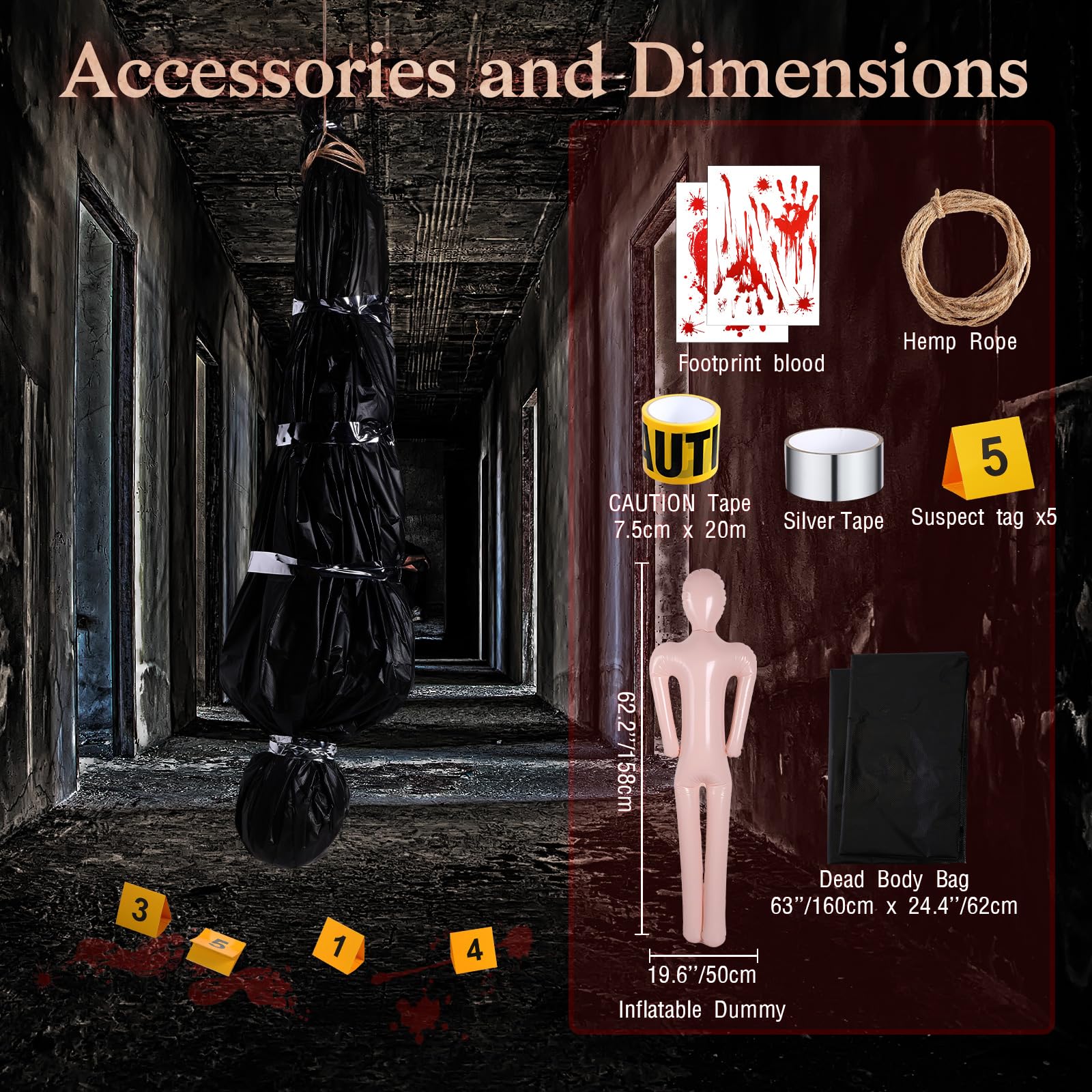 Halloween Decorations Dead Victim Props - Scary Fake Corpse In Bag