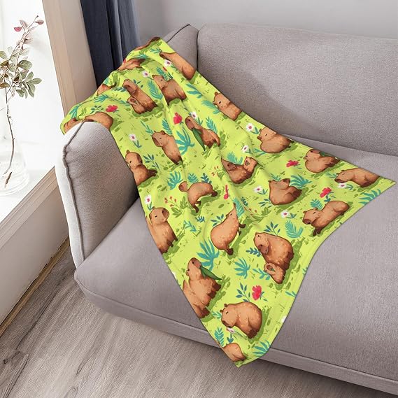 Throw Blanket Capybara Sea Otter Plush Bed Blanket Lightweight Comfy Premium Flannel Warm Blanket Ultra-Soft Print Stitching Blanket Throw All Season Use S (50x40)