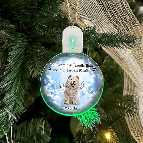 Miniatura 2 de Prezzy Chow Chow - Regalos conmemorativos para perros, adorno LED personalizado para decoración del árbol de Navidad, regalo de condolencia para