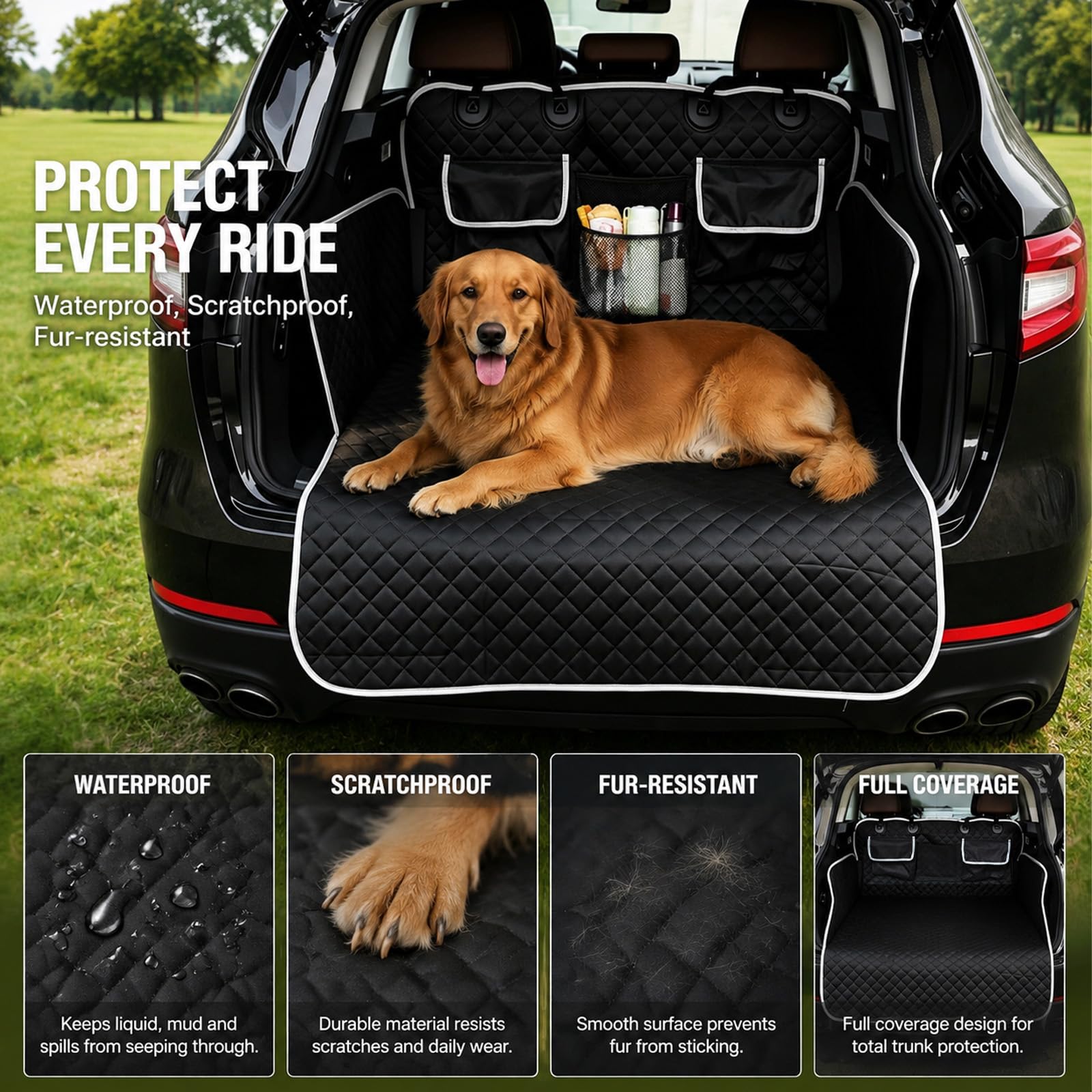 Telo Auto per Cani Compatibile con Toyota Soarer | Telo Auto per Cani 600D Oxford Con Protezione Laterale Facile da Pulire Pieghevole