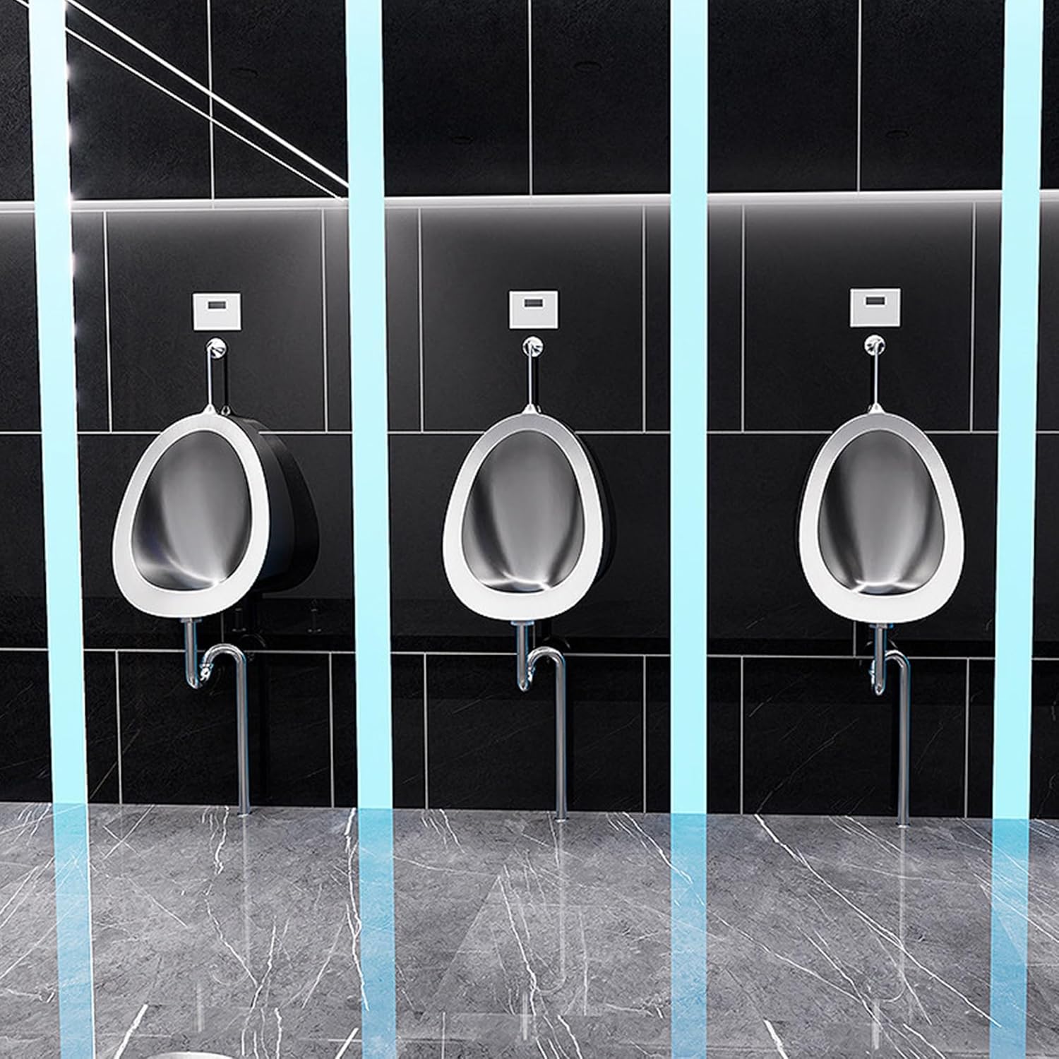 304 Stainless Steel Urinal with Smart Sensor Flush, Wall Mounted Bathroom Urinal for Men, Commercial Waterfall Flushing, for Home Hotel School Restroom(Gold,Hidden induction)