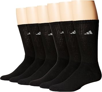 adidas Mens 6 Pack Athletic Crew Socks Shoe 6-13