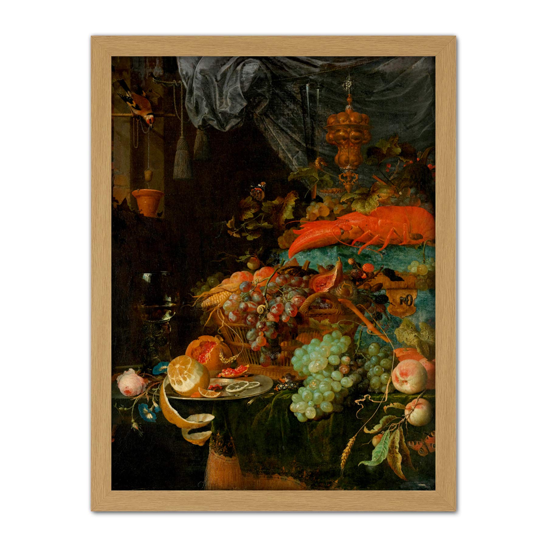 Artery8 Mignon Still Life With Fruit Goldfinch Painting Artwork Framed Wall Art Print 18X24 Inch