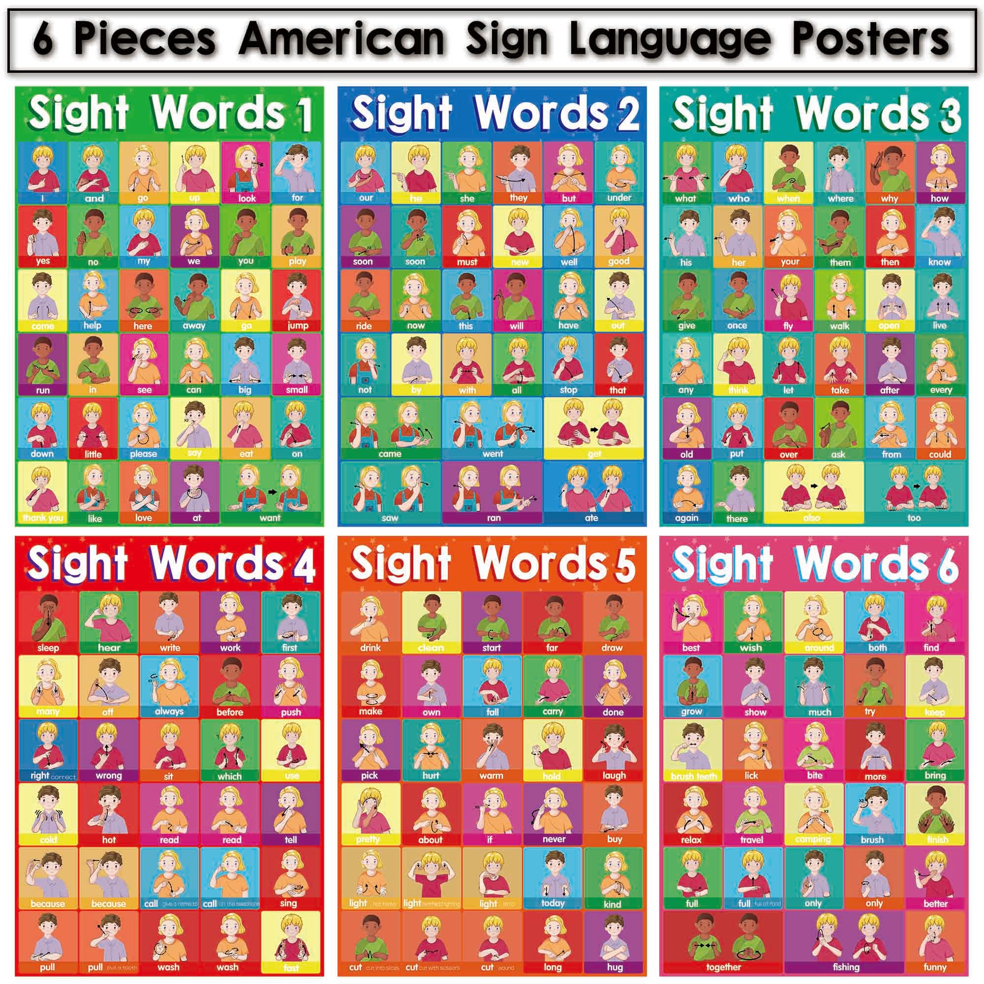 Pretend Play 18 Pieces ASL American Sign Language Posters | 15.7x11 ...