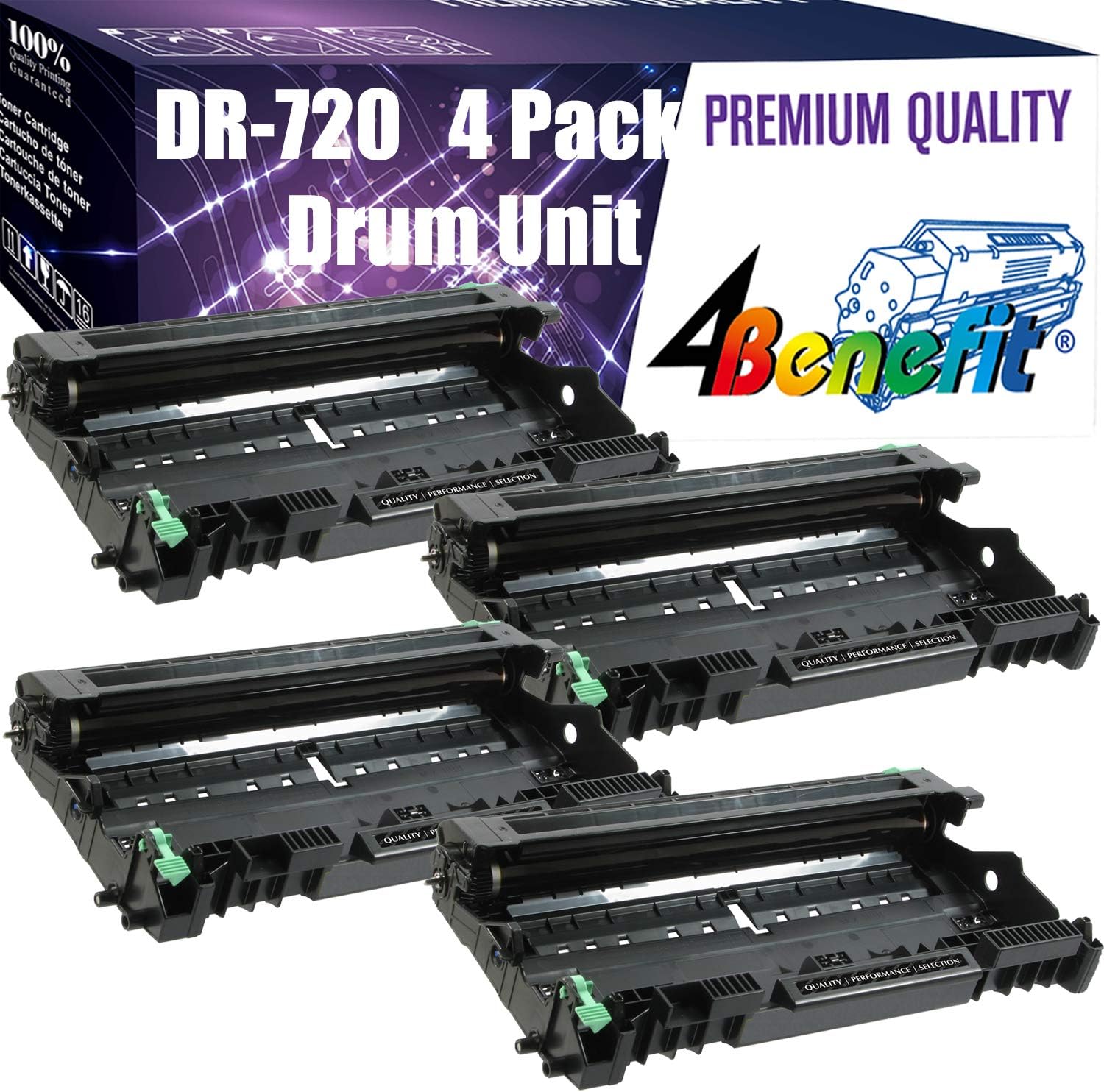 [4-Pack] 4Benefit Compatible Drum Unit for use in Brother DR720 DR-720 DCP-8110DN DCP-8150DN DCP-8155DN HL-5440D HL-5450DN HL-5470DW HL-5470DWT HL-6180DWT MFC-8510DW Printer