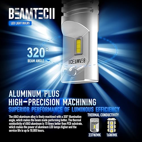 Miniatura 4 de BEAMTECH - Bombilla antiniebla LED H10, chips CSP 9145 9140 de 6500K, 800 lúmenes, xenón blanco extremadamente brillante