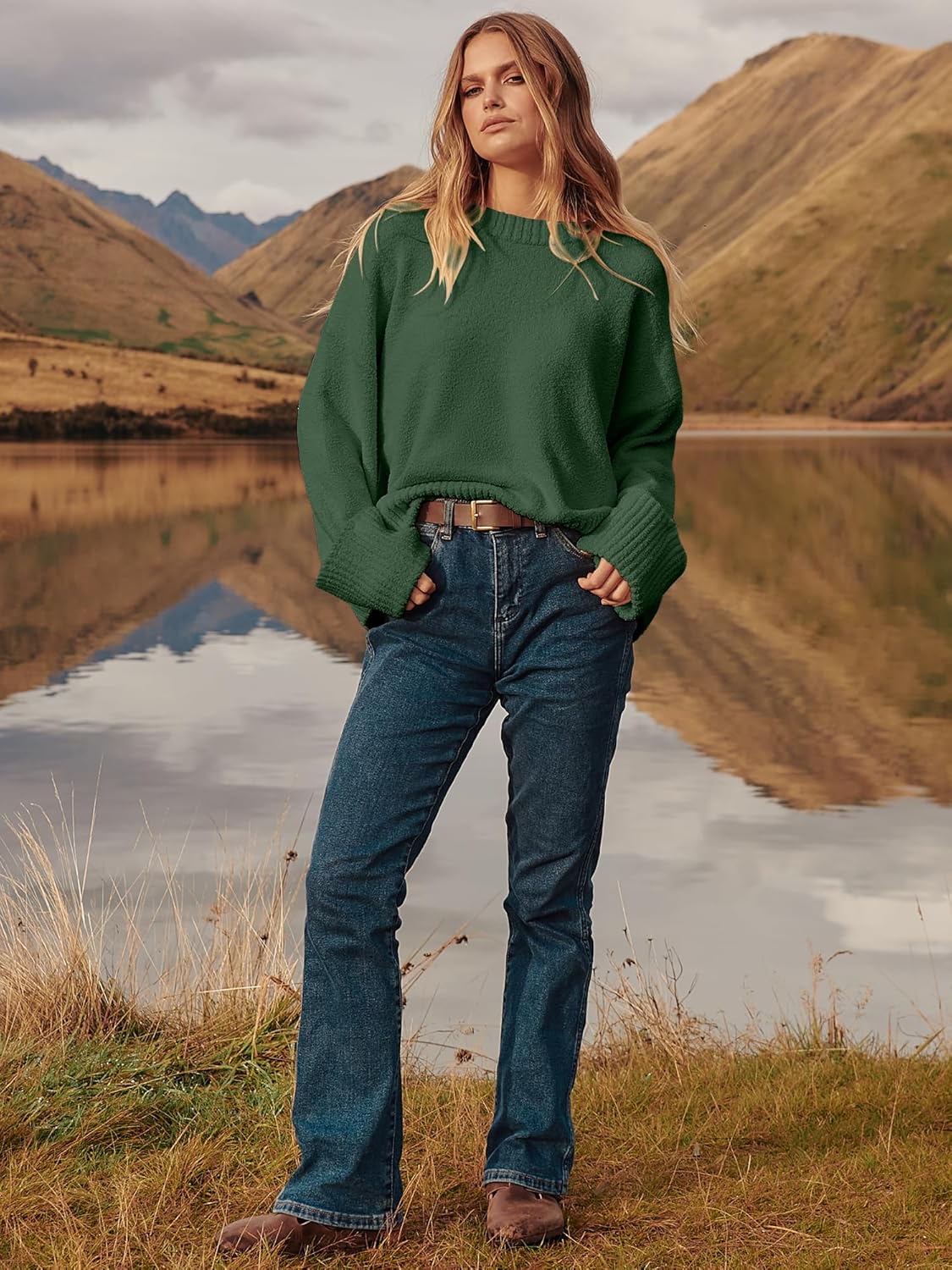 ANRABESS Women's Oversized Sweaters 2025 Long Sleeve Fuzzy Knit Casual Chunky Pullover Sweater Fall Outfits Clothes - Image 7