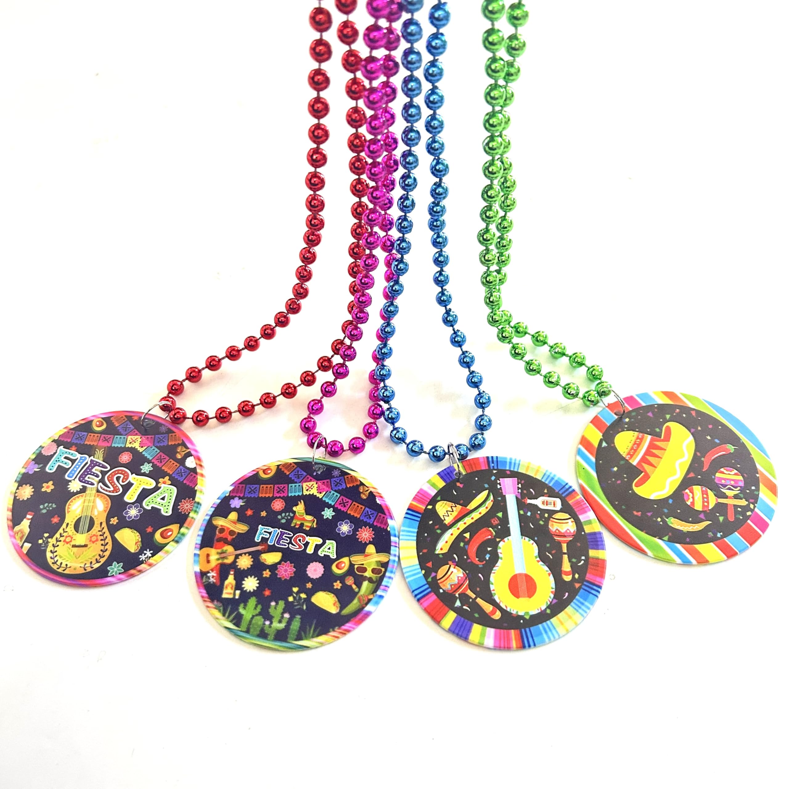 GZYSSL 24 Pcs Cinco de Mayo Bead Necklaces Mexican Fiesta Party Favors Decorations Cinco de Mayo Fiesta Themed Medal Beads Necklace Party Supplies