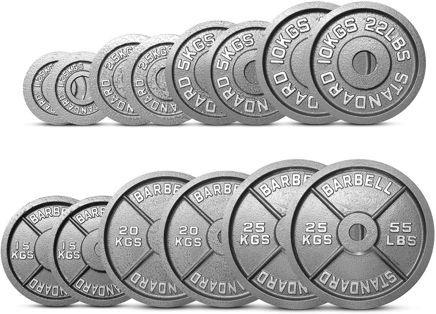 EXTREME FITNESS Olympic Weight Plates Cast Iron 2" Discs Barbell Bar