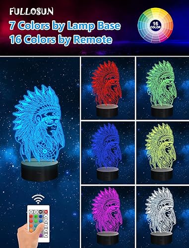 Miniatura 2 de Regalos de nativos americanos, lámpara de ilusión de luz nocturna con figura 3D para decoración del hogar y decoración de habitaciones, regalos