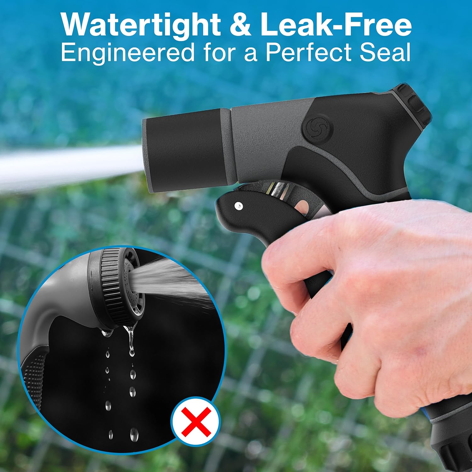 Aquor Utility Spray Nozzle – Heavy-Duty Garden Hose Nozzle with Dual Flow Control, Adjustable Jet to Cone Spray, Water Hose Sprayer for Lawn, Car Wash, Dog Wash, Cleaning, and Gardening – Jet Black