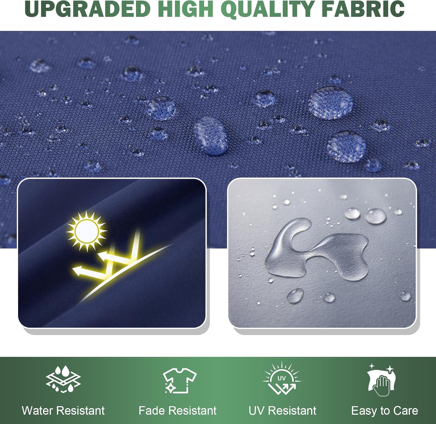 Outdoor Chair Cushions Set of 2, 19x19x3 Inch Waterproof & Fade Resistant Patio Furniture Seat Cushions with Ties, Square Outdoor Dining Chair Cushions for Lawn, Garden, Deck & Yard, Navy Blue