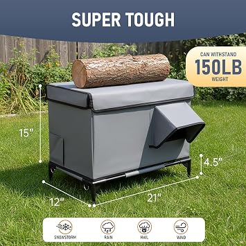 Heated Outdoor Cat House with Heating Pad for Winter, Weatherproof Waterproof Insulated, Dual EscapeDoors, Chewproof Cable, Small Pets Shelter for Outside Feral/Stray Cats (Yard, Garage, Barn, Porch)
