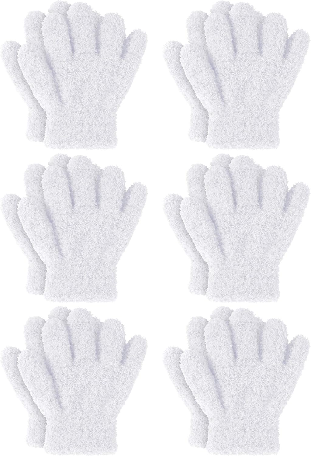 6 Pairs Kids Gloves Full Finger Knitted Thermal Gloves Winter Warm Mitten Boys Girls