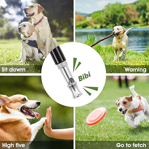 Miniatura 6 de nzonpet Silbatos profesionales de entrenamiento para perros, frecuencia ajustable, herramienta de parada de ladridos por ultrasonido, con correa