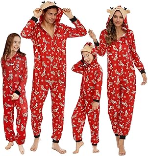 Christmas Pajamas for Family Matching Cute Long Sleeve Couples Soft Sleepwear One Piece Funny Christmas Pjs Sets