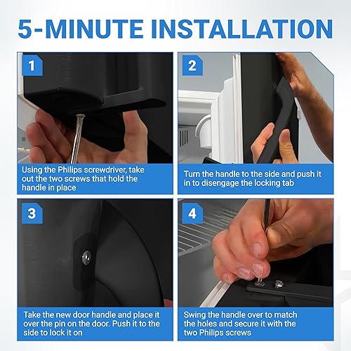 Vista 8 de BlueStars 5304506471 Manija de puerta de refrigerador (juego de 2 paquetes) – Reemplaza 5304486361 5304504509 5304504510 5304510039 242059503