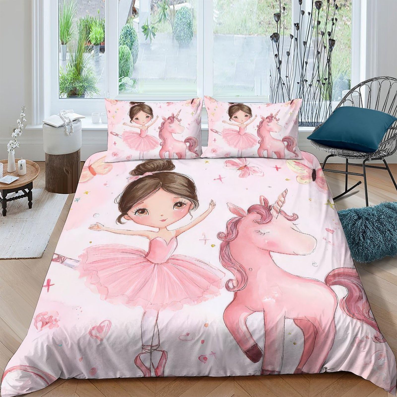 Ctjqhvkz Style-5 3D Printed Pink Ballerina Fitted Sheet Microfiber Soft Unicorn Bed Cover For Bedroom Dorm Mattress Decor Protection Single（135X200cm）